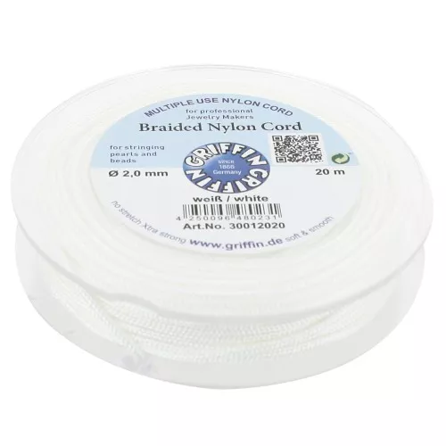 Hilo de jade - Hilo de nylon trenzado europeo Griffin 2 mm - Blanco x20m