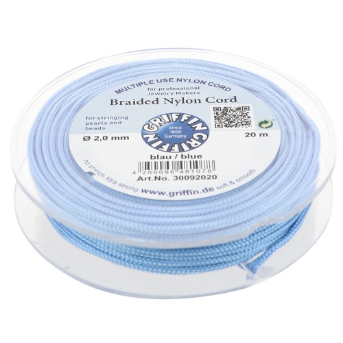Hilo de jade - Hilo de nylon trenzado europeo Griffin 2 mm - Azul x20m