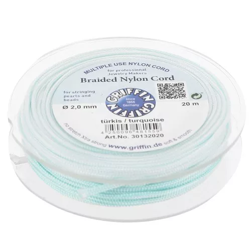 Hilo de jade - Hilo de nylon trenzado europeo Griffin 2 mm - Turquesa x20m