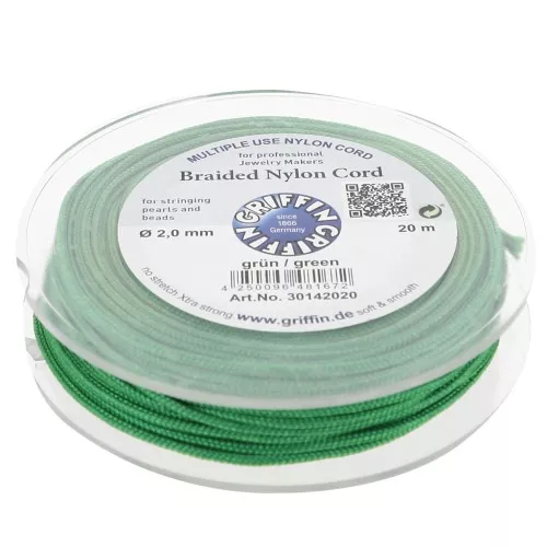 Hilo de jade - Hilo de nailon trenzado europeo Griffin 2 mm - Verde x20m
