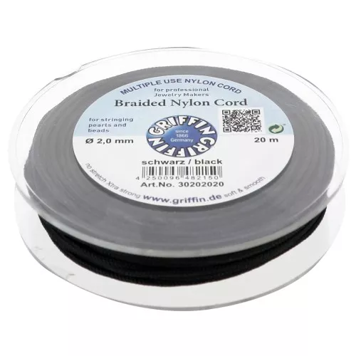 Hilo de jade - Hilo de nylon trenzado europeo Griffin 2 mm - Negro x20m
