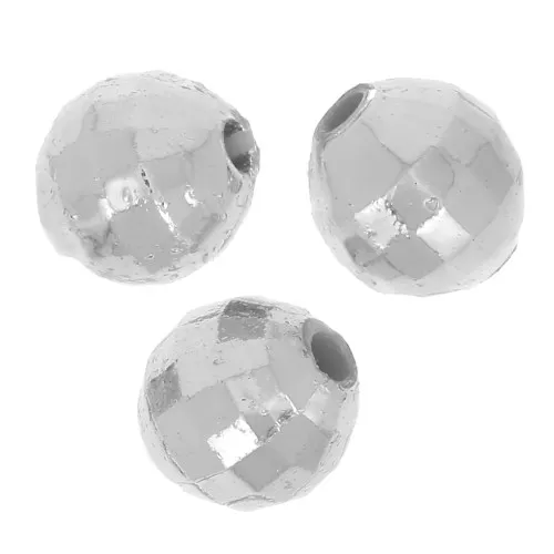 Cuentas facetadas redondas - Bolas facetadas acrílicas 6 mm - Plateado x20