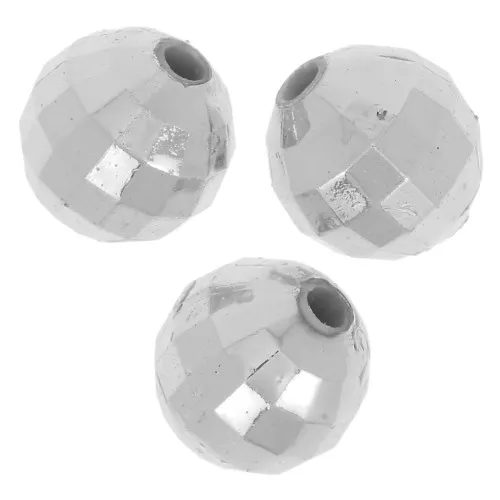 Cuentas facetadas redondas - Bolas facetadas acrílicas 8 mm - Plateado x15