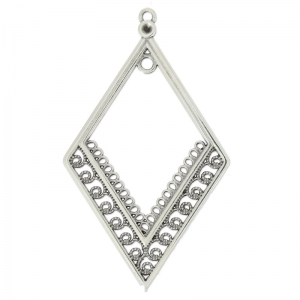 Separador losange 62x36 mm Chapado Plateado envejecido x1