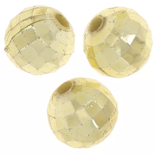 Cuentas facetadas redondas - bolas facetadas acrílicas 9 mm - Dorado x10