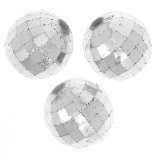 Cuentas facetadas redondas - Bolas facetadas acrílicas 12 mm - Plateado x8