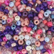 Cuentas de Rocalla Preciosa 8/0, 3 mm - Mezcla de violeta y rosa, 20 g