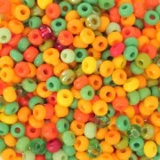Cuentas de Rocalla Preciosa 8/0, 3 mm - Mezcla naranja y verde, 20 g