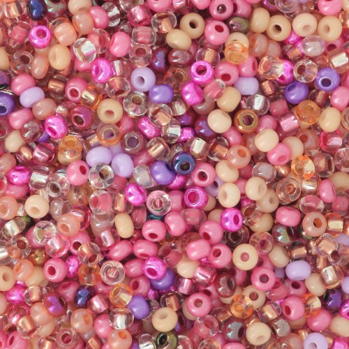Cuentas de Rocalla Preciosa 11/0 de 2 mm - Mezcla rosa - Nude x 20 g