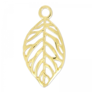 Dije hoja 30x16 mm Dorado con oro fin x1