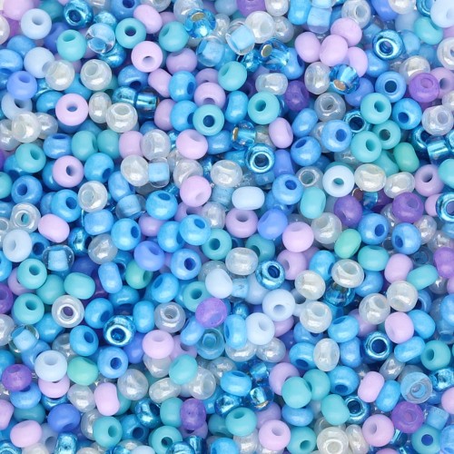 Cuentas de Rocalla Preciosa 11/0 de 2 mm - Mezcla multicolor azul y lila - 20 g