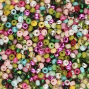 Cuentas de Rocalla Preciosa 11/0 de 2 mm - Surtido verde, amarillo y rosa, 20 g