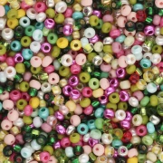 Cuentas de Rocalla Preciosa 11/0 de 2 mm - Surtido verde, amarillo y rosa, 20 g