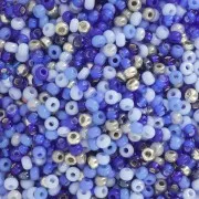 Cuentas de Rocalla Preciosa 11/0 de 2 mm - Mezcla de azul y Plateado x 20 g