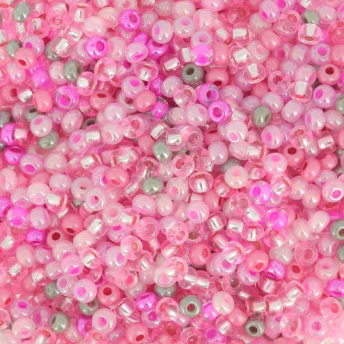 Cuentas de Rocalla Preciosa 11/0 de 2 mm - Mezcla rosa y gris x 20 g