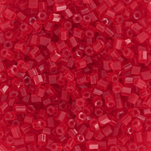 Cuentas de Rocalla Preciosa «Two Cuts» 11/0, 2 mm - Rojo claro transparente, 20 g
