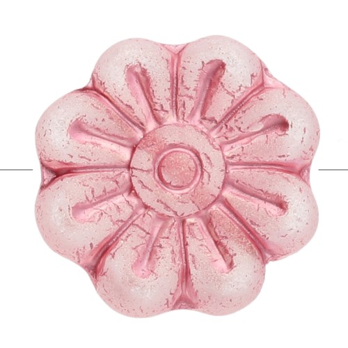 Cuentas flor 18 mm cristal - Rosa x4