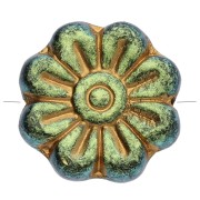 Cuenta de cristal flor 18 mm - Jet Gold x4