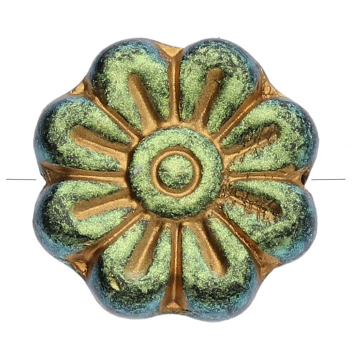 Cuenta de cristal flor 18 mm - Jet Gold x4