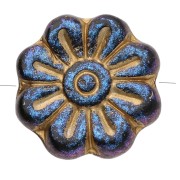 Cuenta de cristal flor 18 mm - Jet Light Gold x4