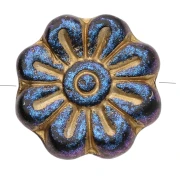 Cuenta de cristal flor 18 mm - Jet Light Gold x4