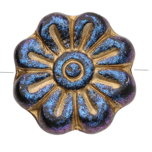 Cuenta de cristal flor 18 mm - Jet Light Gold x4