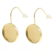 Pendientes para cabujón 14 mm Acero inoxidable 304L Dorado x2