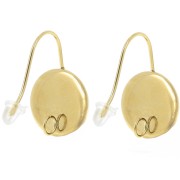 Pendientes para cabujón 14 mm Acero inoxidable 304L Dorado x2