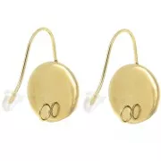 Pendientes para cabujón 14 mm Acero inoxidable 304L Dorado x2