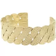 Pulsera ancha ajustable diseño martillado 20x155 mm - Acero inoxidable 304L Dorado x1