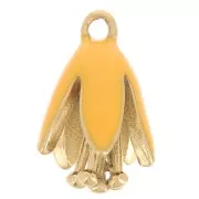 Naranja - Dije flor de resina epoxi 12x8 mm - Acero inoxidable 304L Dorado - Naranja x1 Dije flor de resina epoxi 12x8 mm - Acero inoxidable 304L Dorado - Naranja x1