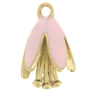 Dije flor 12x8 mm resina epoxi - Acero inoxidable 304L Dorado - Rosa claro