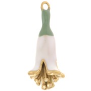 Colgante flor 23x11 mm resina epoxi - Acero inoxidable 304L Dorado - Blanco x1|raw }}
