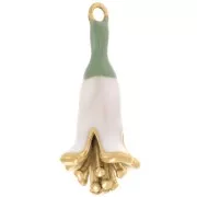 Blanco - Colgante flor 23x11 mm resina epoxi - Acero inoxidable 304L Dorado - Blanco x1 Colgante flor 23x11 mm resina epoxi - Acero inoxidable 304L Dorado - Blanco x1