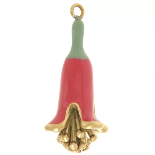 Colgante Flor Resina Epoxi 23x11 mm - Acero inoxidable 304L Dorado - Rojo x1