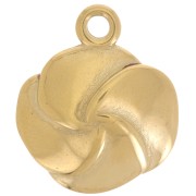 Dije flor 17.5mm resina epoxi - Acero inoxidable 304L Dorado - Rojo transparente x1