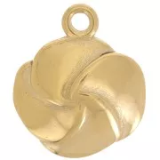 Dije flor 17.5mm resina epoxi - Acero inoxidable 304L Dorado - Rojo transparente x1