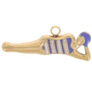 Dije nadadora 7x20 mm resina epoxi Acero inoxidable 304L Dorado - Azul - Blanco x1|raw }}