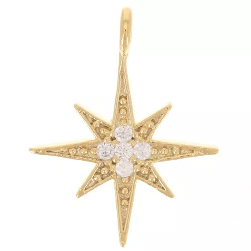 Dije de estrella de óxido de circonio de 14,5x11 mm - Dorado fino - Cristal x1