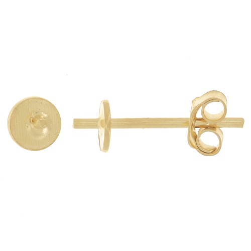 Ganchos pendientes semi-perforados 4 - 6 mm caña 0.8 mm - Plata 925 Dorado con oro fino x2