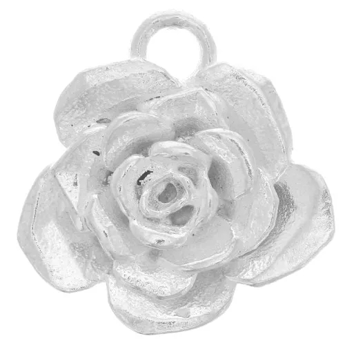 Dije flor rosa 14 mm - Plata 925 x1