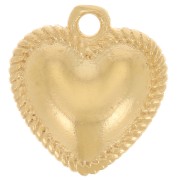 Dije de corazón abombado 12x11 mm efecto trenzado - Dorado con oro fino x1|raw }}