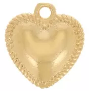 Dije de corazón abombado 12x11 mm efecto trenzado - Dorado con oro fino x1