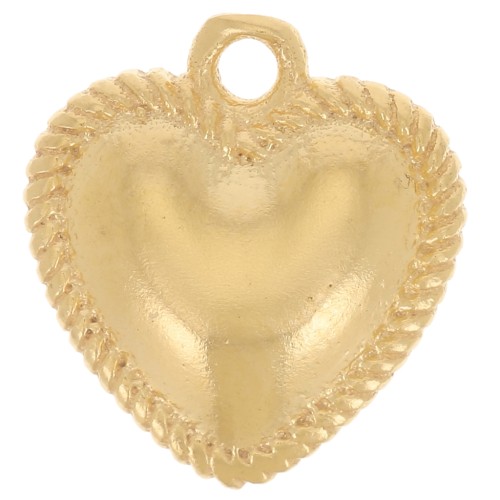 Dije de corazón abombado 12x11 mm efecto trenzado - Dorado con oro fino x1