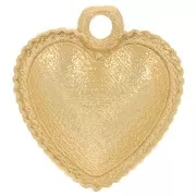 Dije de corazón abombado 12x11 mm efecto trenzado - Dorado con oro fino x1