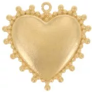 Dije corazón 19x18,5 mm con cuentas pequeñas - Dorado con oro fino x1