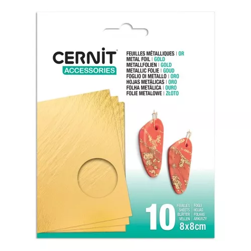 Hojas metálicas 80x80 mm Cernit - Dorado x10