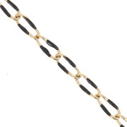 Cadena de malla de caballo y resina epoxi 3,8 mm - Acero inoxidable 201 Dorado - Negro x1m