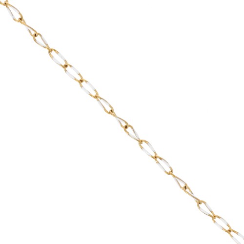 Eslabón de cadena de caballo y resina epoxi 3,8 mm - Acero inoxidable 201 Dorado - Blanco x1m