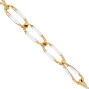 Eslabón de cadena de caballo y resina epoxi 3,8 mm - Acero inoxidable 201 Dorado - Blanco x1m